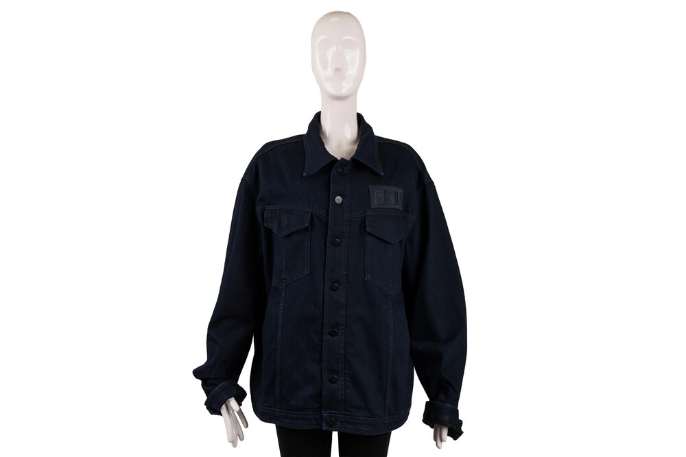 Fendi Navy Blue FF Logo Jacket Cotton Denim Size 58